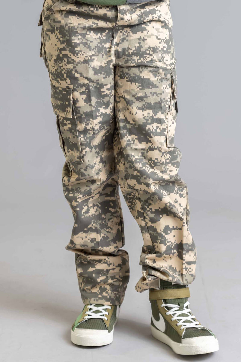 Mens Kids Boys Cargo Army Combat Work Pants Blue Sky Urban Camo HeavyDuty  Cotton | eBay